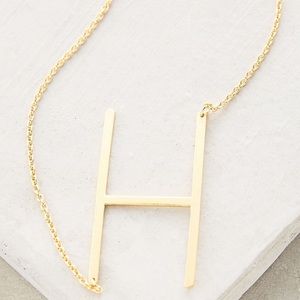 Anthropologie Letter H block monogram necklace